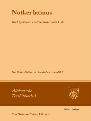 cover image of "Notker Latinus". Die Quellen zu den Psalmen